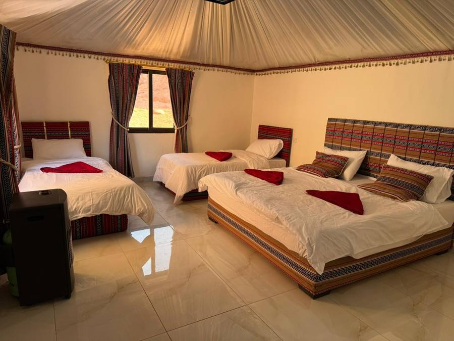 Group luxury tent with three beds